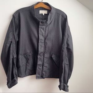 The Great The Brigade Jacket Charcoal Cotton Linen Twill Size 2